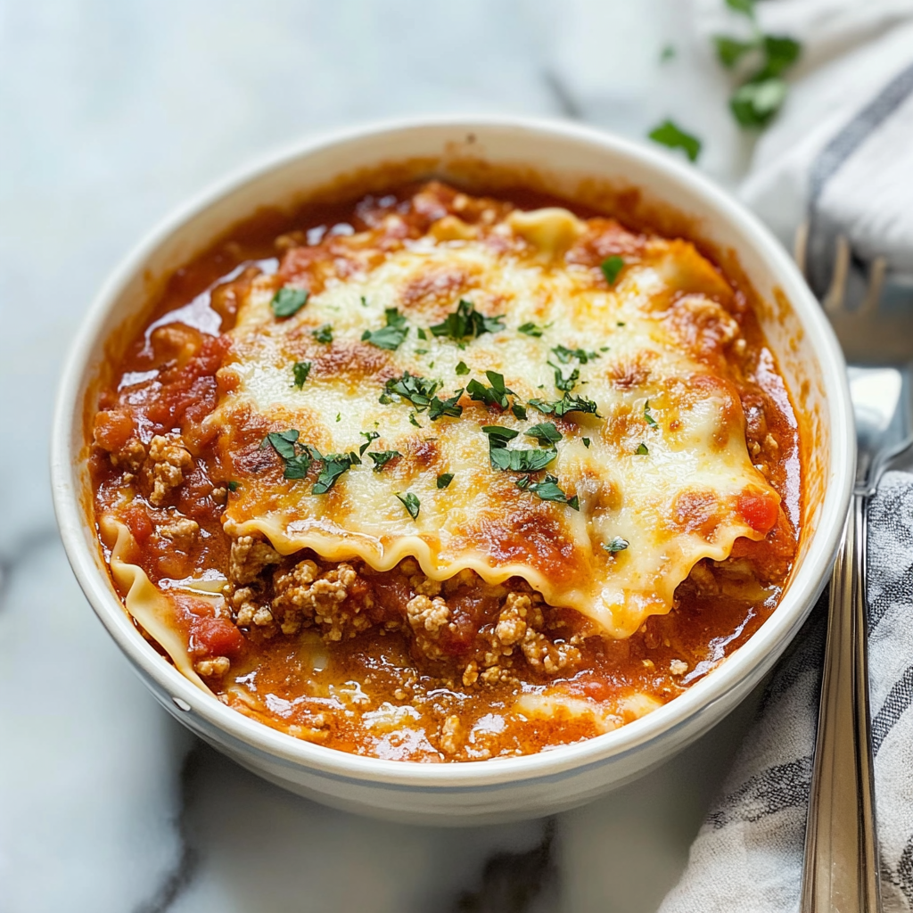 Recipe preparation for Lasagna Soup