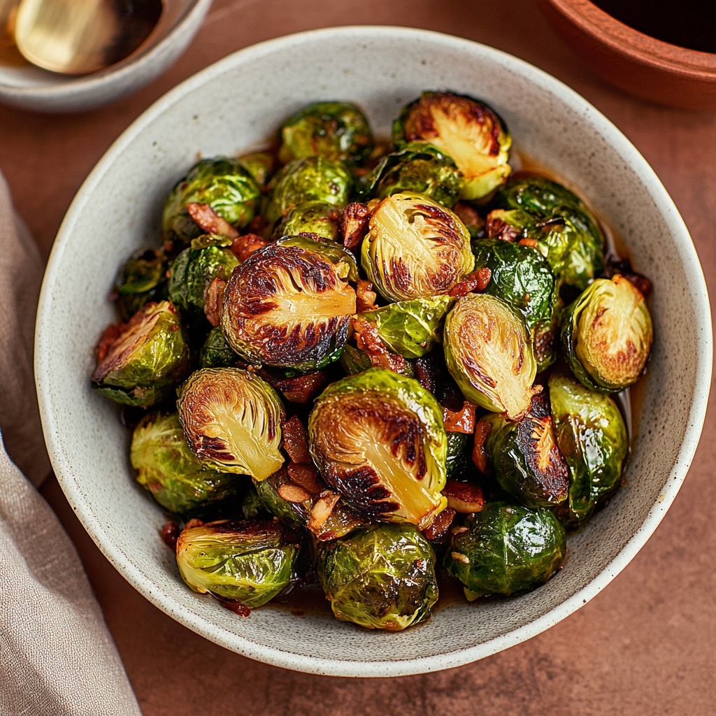 Recipe preparation for roasted brussels sprouts with maple glaze