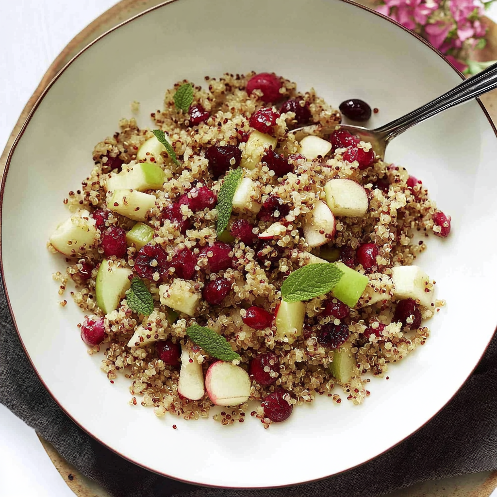 Recipe preparation for Cranberry Apple Quinoa Salad