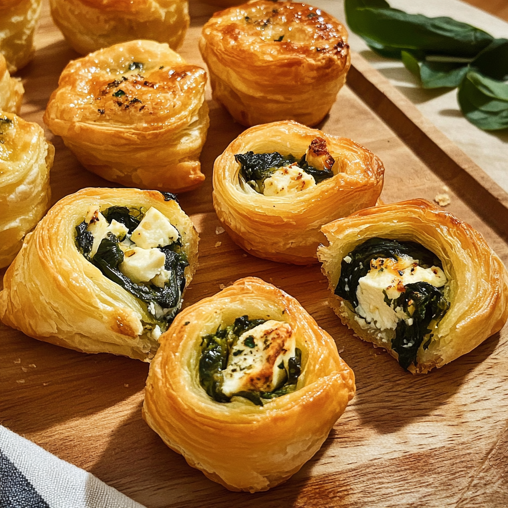Recipe preparation for spinach and feta puff pastry bites