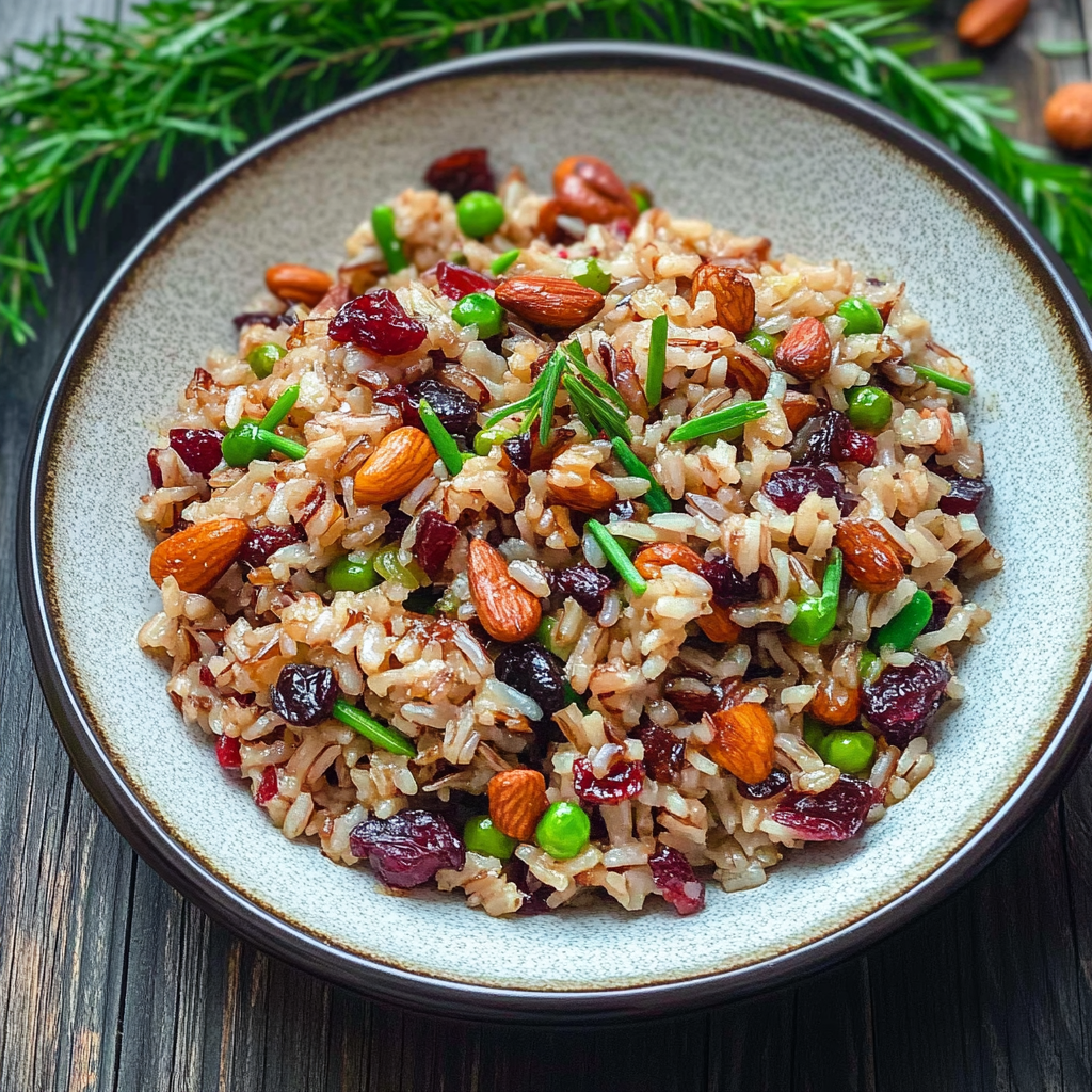 Recipe preparation for wild rice pilaf with cranberries and walnuts