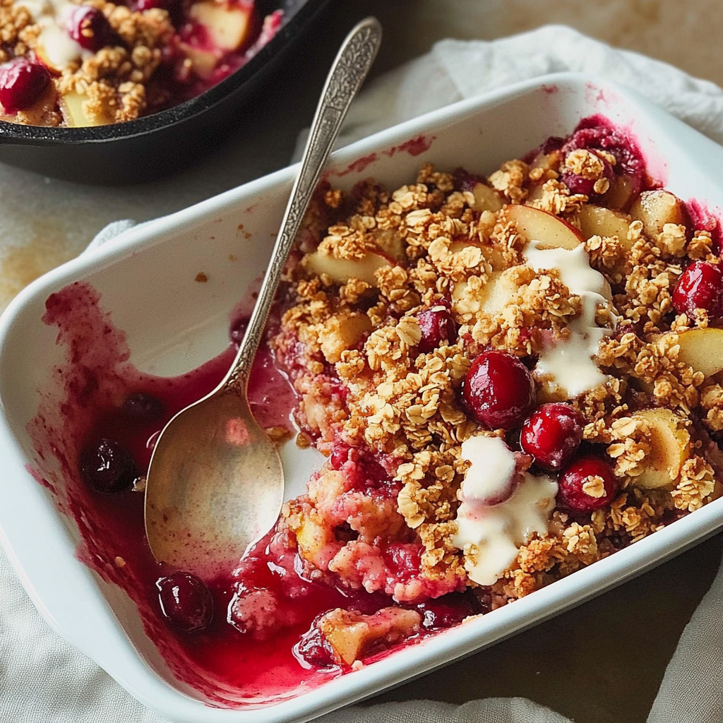 Recipe preparation for pear and cranberry crisp