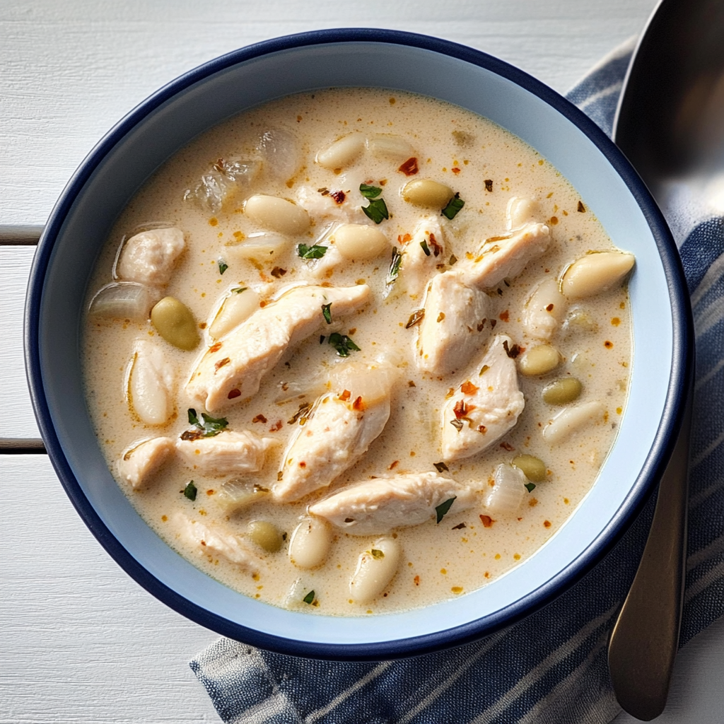 Recipe preparation for creamy white chili with chicken