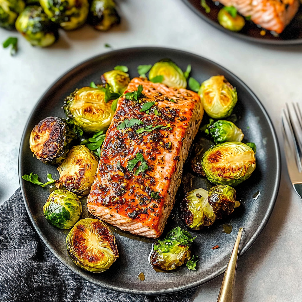 Recipe preparation for sheet-pan salmon with brussels sprouts