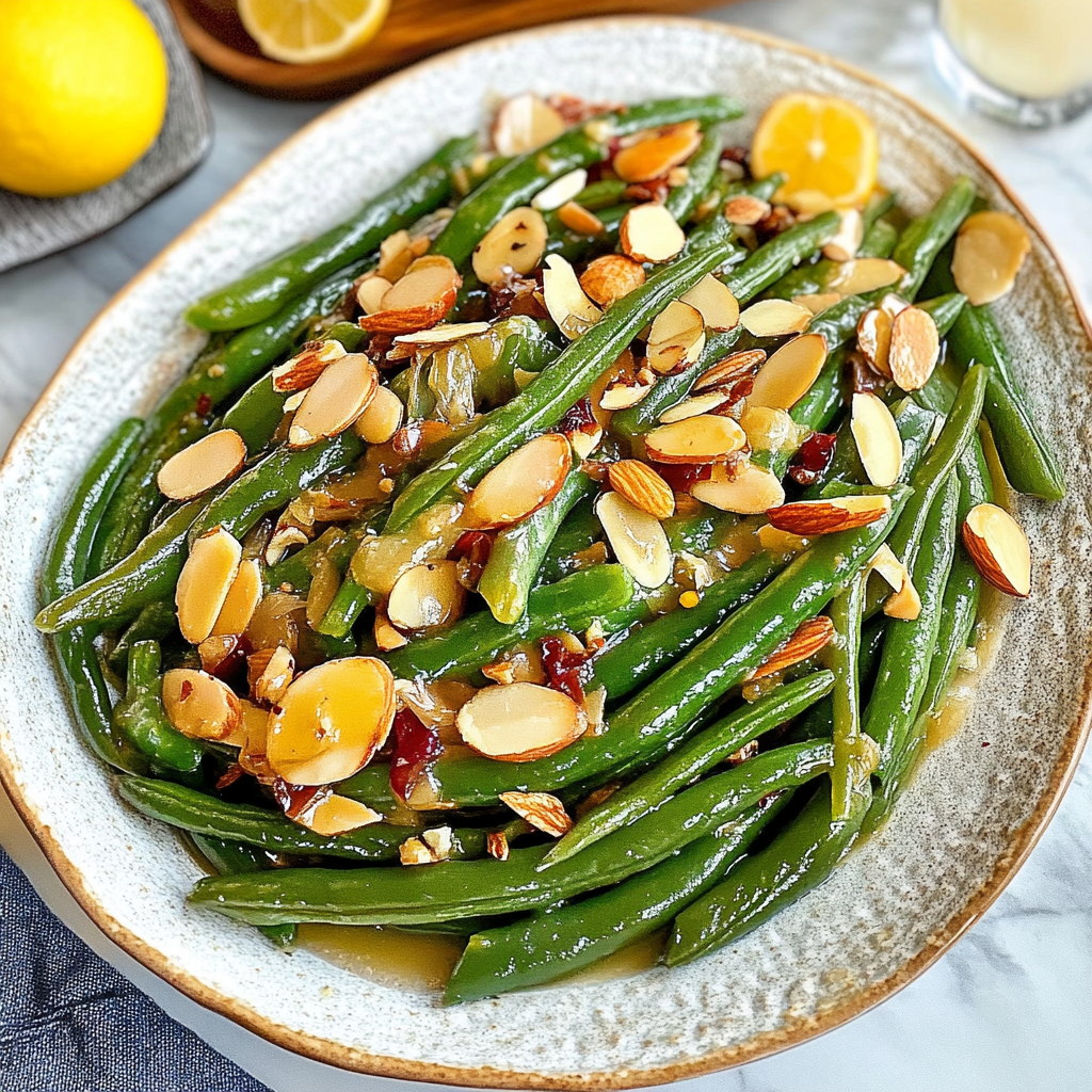 Recipe preparation for green bean almondine