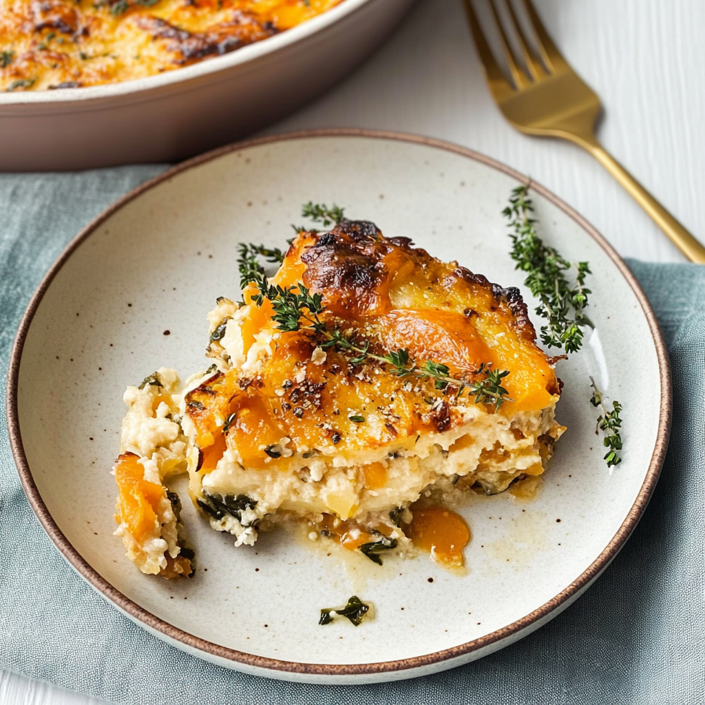 Recipe preparation for sweet potato and kale gratin
