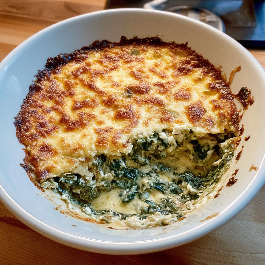 Recipe preparation for spinach gratin with cheese