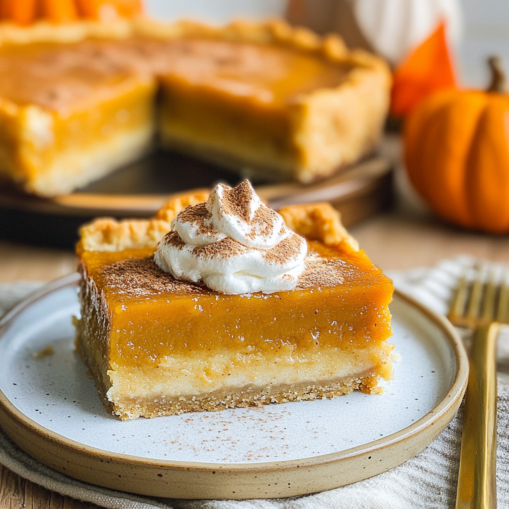 Recipe preparation for Pumpkin pie bars with shortbread crust