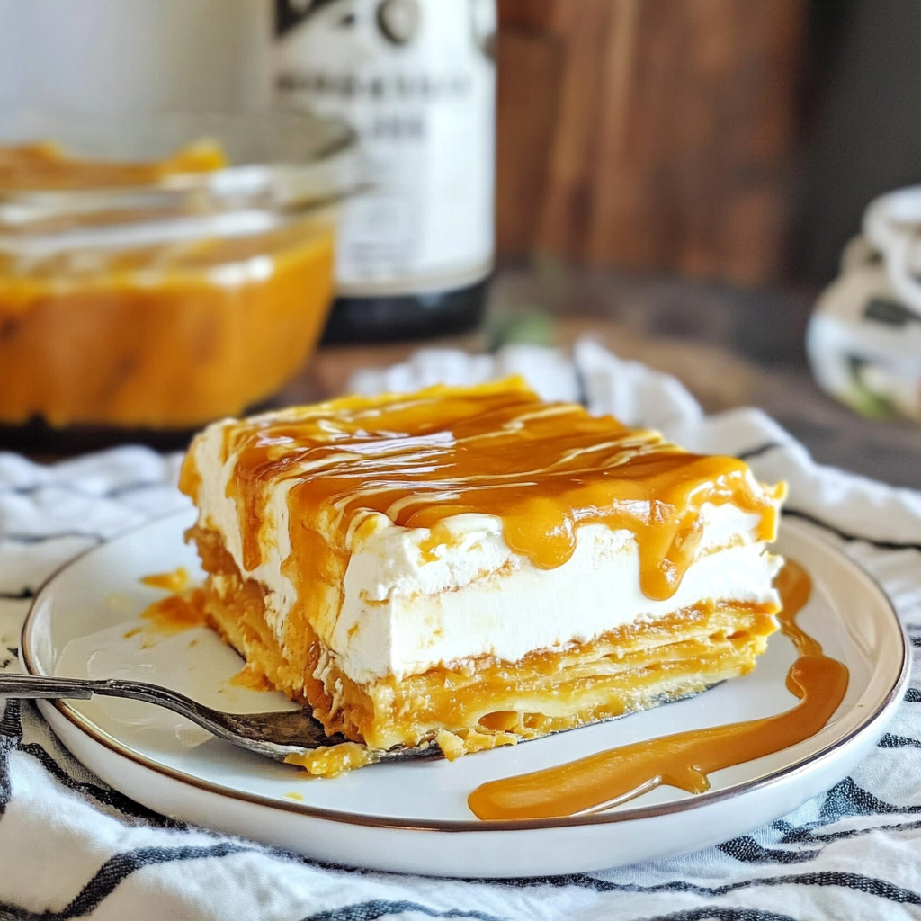 Recipe preparation for pumpkin lasagna dessert