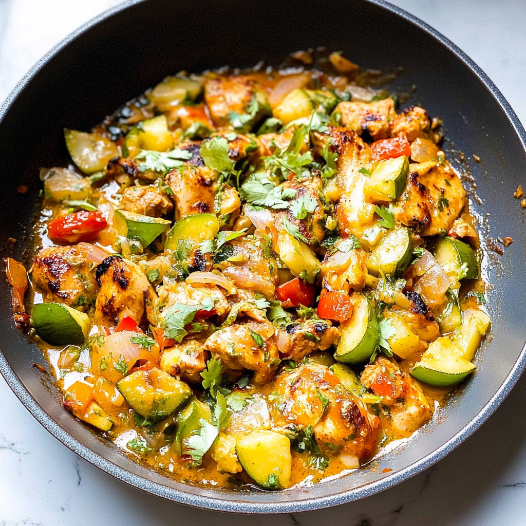 Recipe preparation for TEX-MEX CHICKEN AND ZUCCHINI