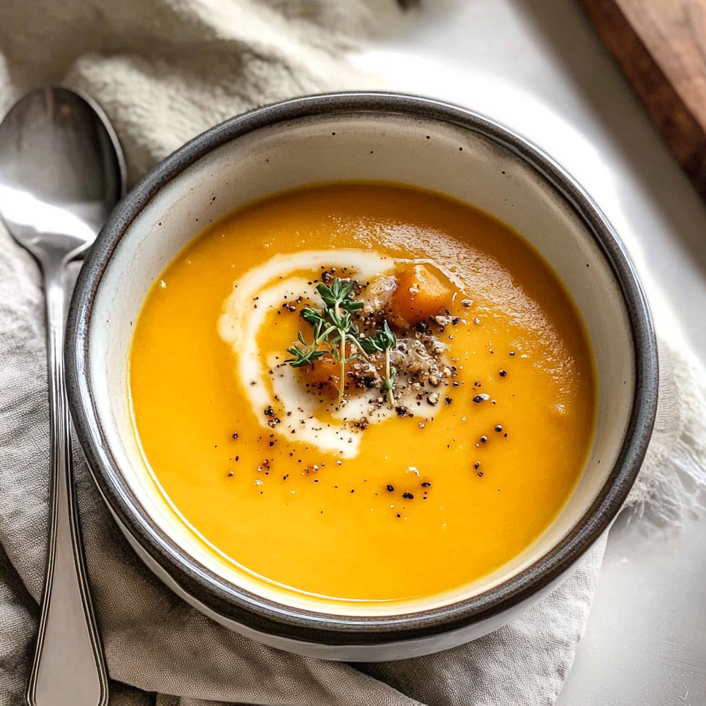Recipe preparation for Creamy Butternut Squash Soup