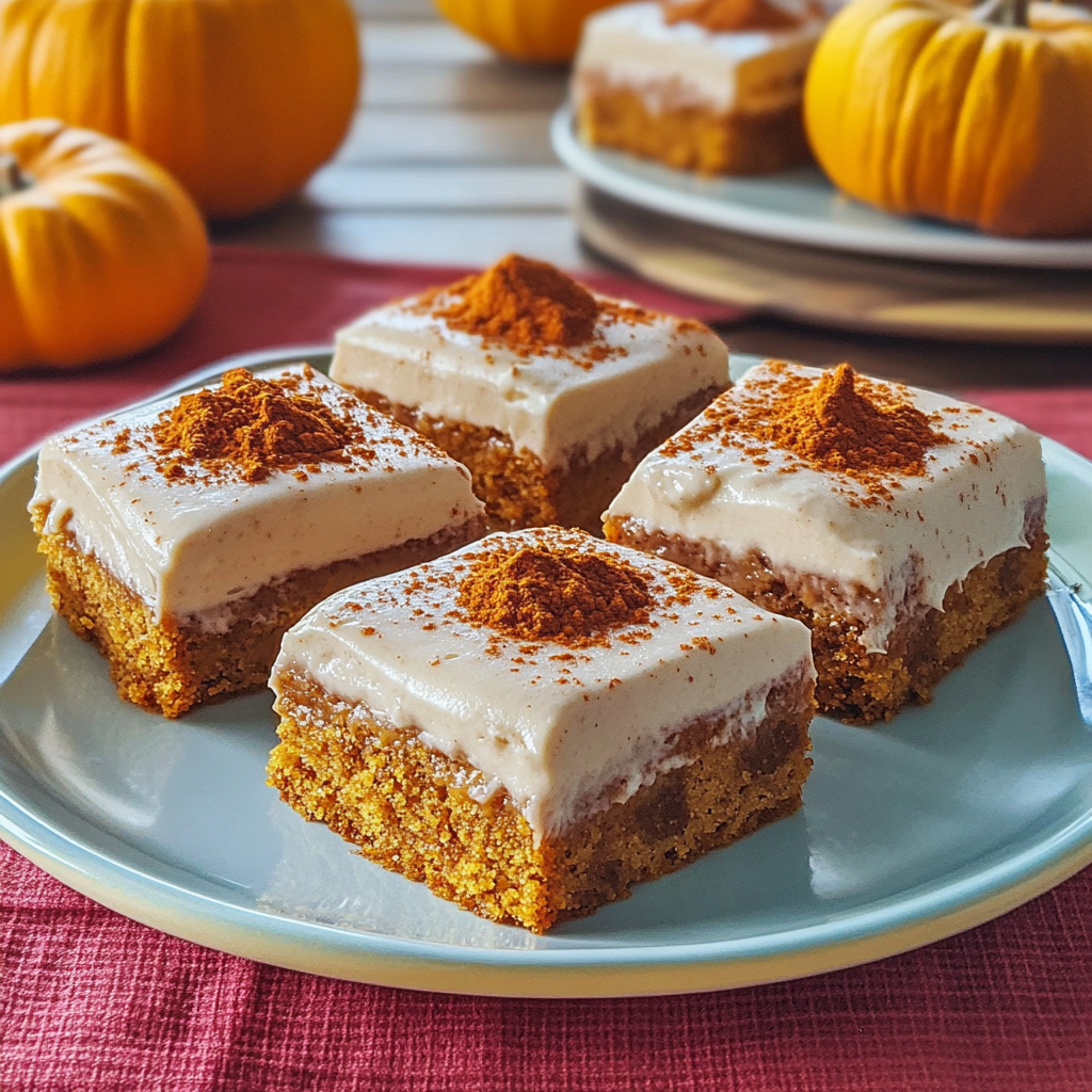 Recipe preparation for Old Fashioned Pumpkin Bars Topped with Cream Cheese Frosting