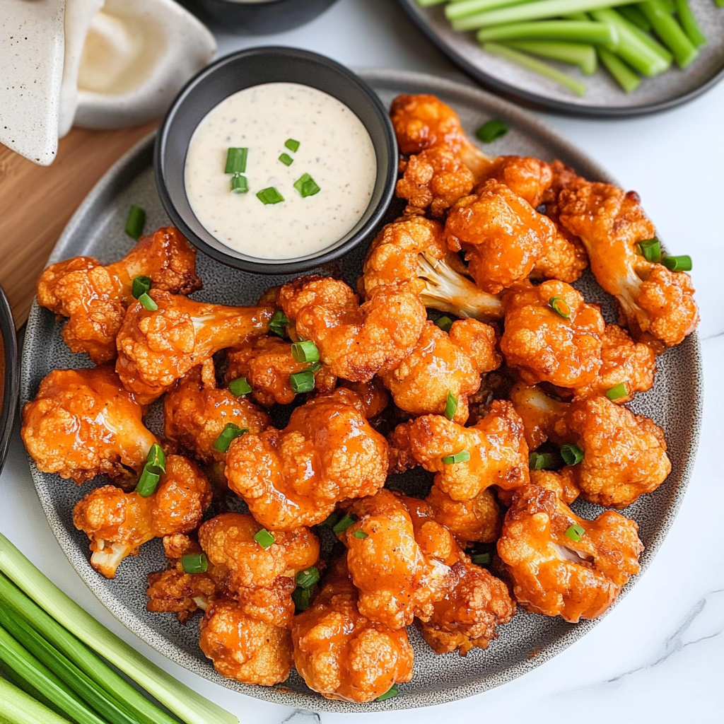 Recipe preparation for Buffalo Cauliflower Wings