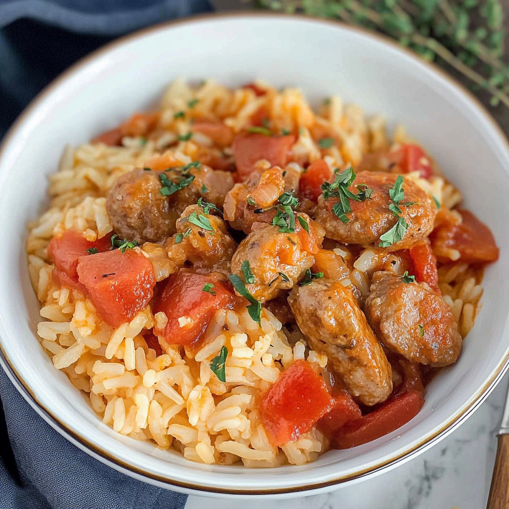 Recipe preparation for Sausage and Rice Casserole