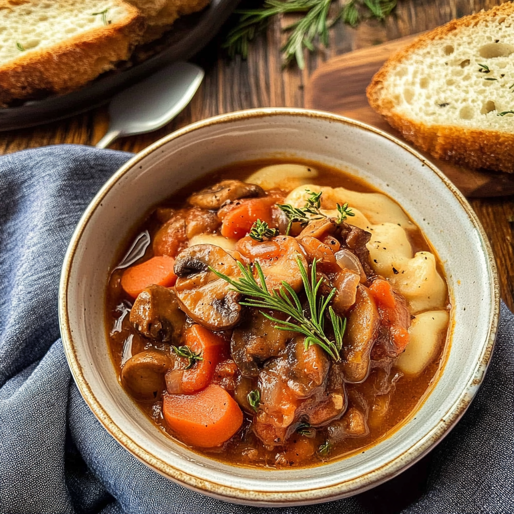 Recipe preparation for vegan mushroom stew