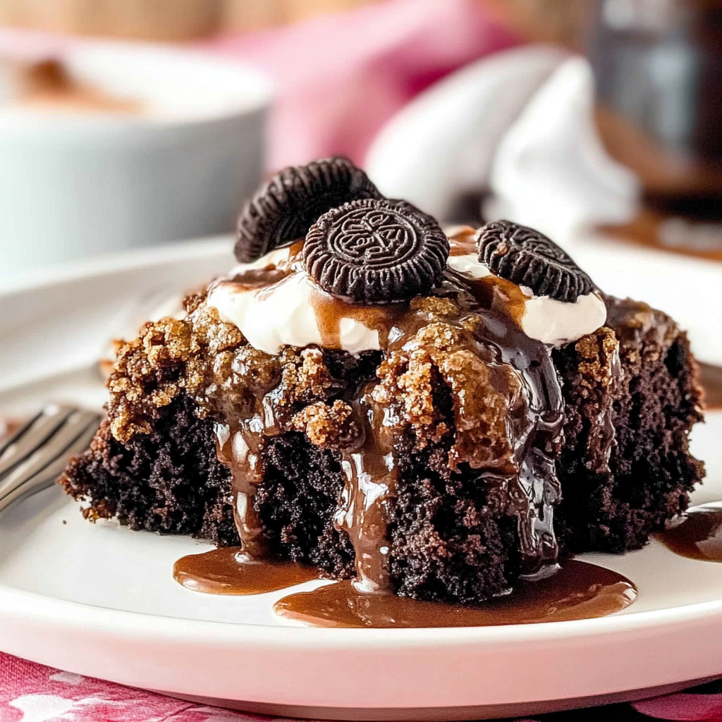 Recipe preparation for Oreo Dump Cake