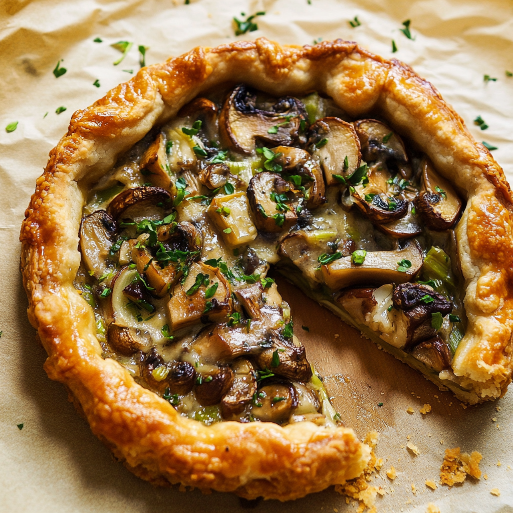 Recipe preparation for Mushroom & Leek Savory Tart
