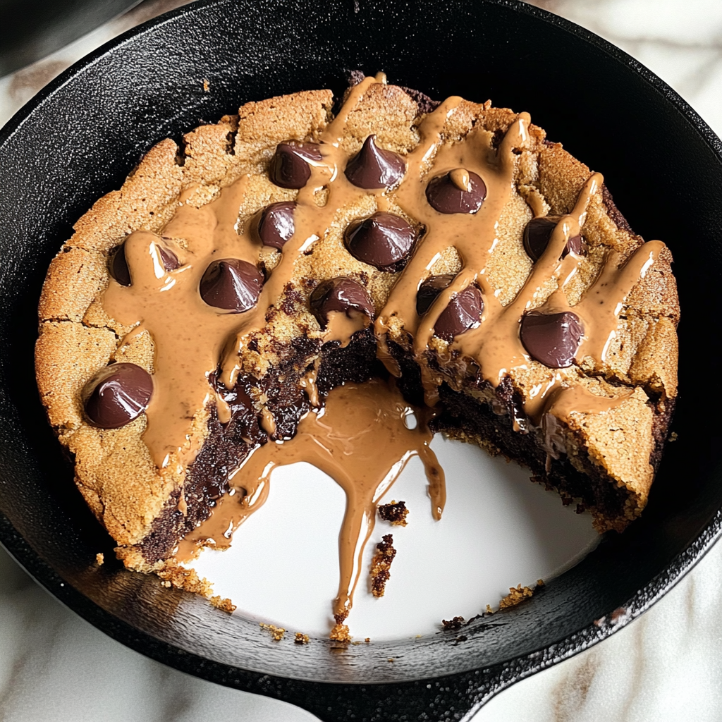 Recipe preparation for Pumpkin Chocolate Chip Skillet Cookie