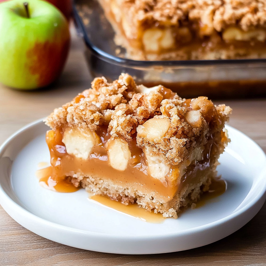 Recipe preparation for Caramel Apple Streusel Bars