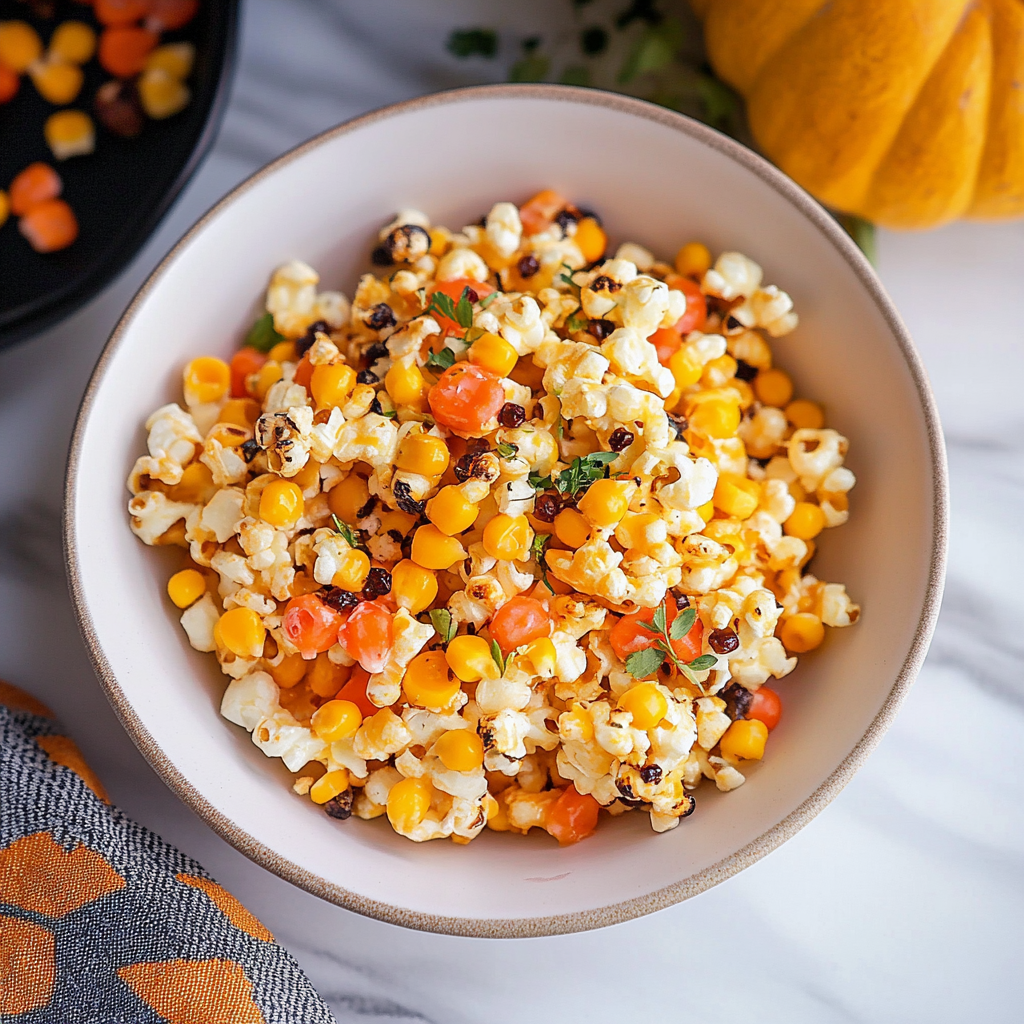 Recipe preparation for Candy Corn Popcorn
