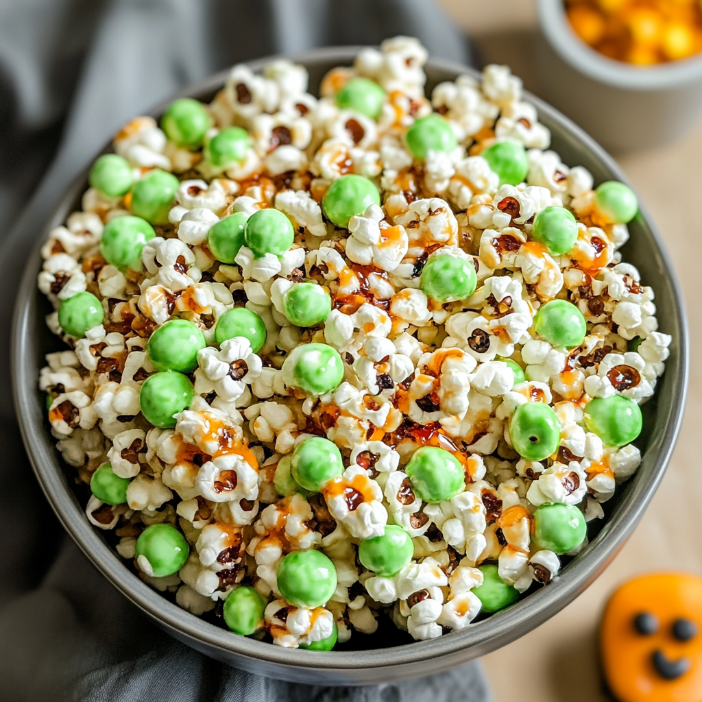 Recipe preparation for Frankenstein Popcorn