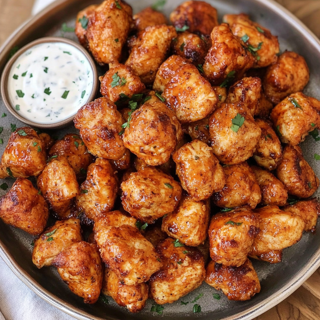 Recipe preparation for Garlic Buffalo Chicken Bites Recipe