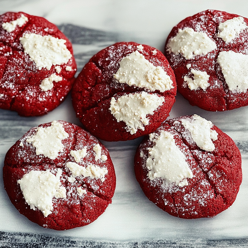 Recipe preparation for Red Velvet Crinkle Cookies