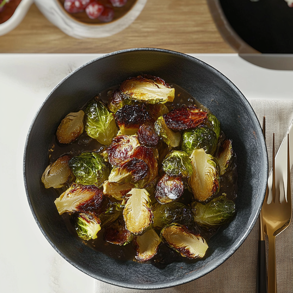 Recipe preparation for Roasted Brussel Sprouts with Maple