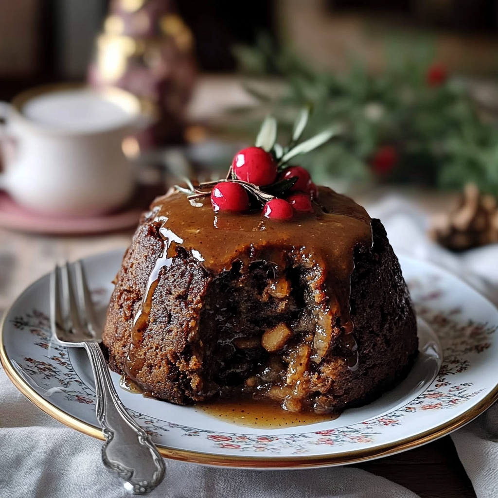 Recipe preparation for Christmas Pudding with Brandy Sauce