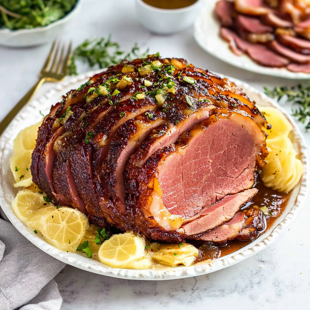 Recipe preparation for Maple Glazed Ham