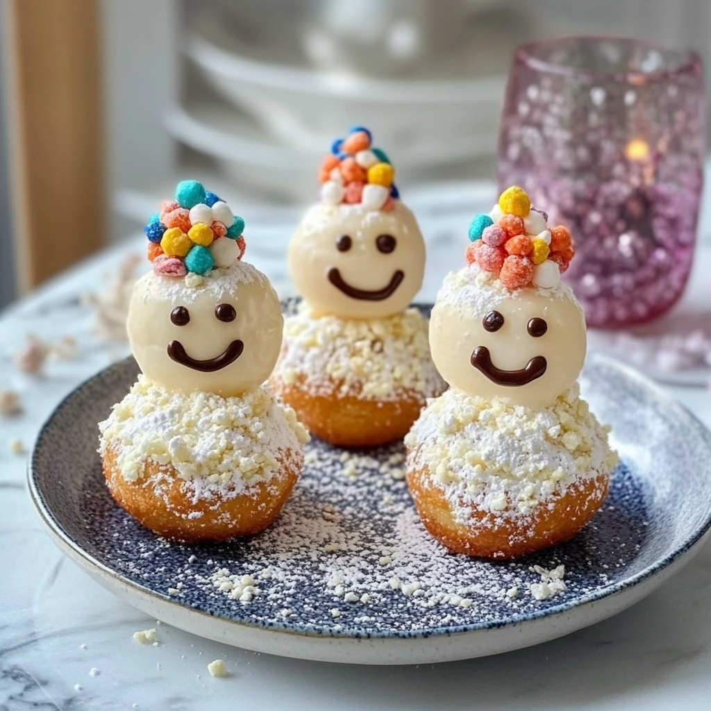 Recipe preparation for Snowman Donut Holes