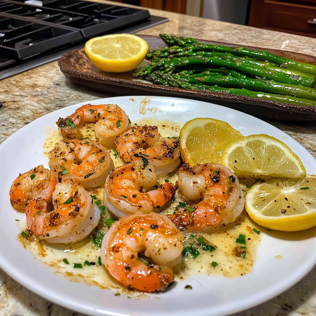 Recipe preparation for Sheet Pan Garlic Shrimp and Asparagus