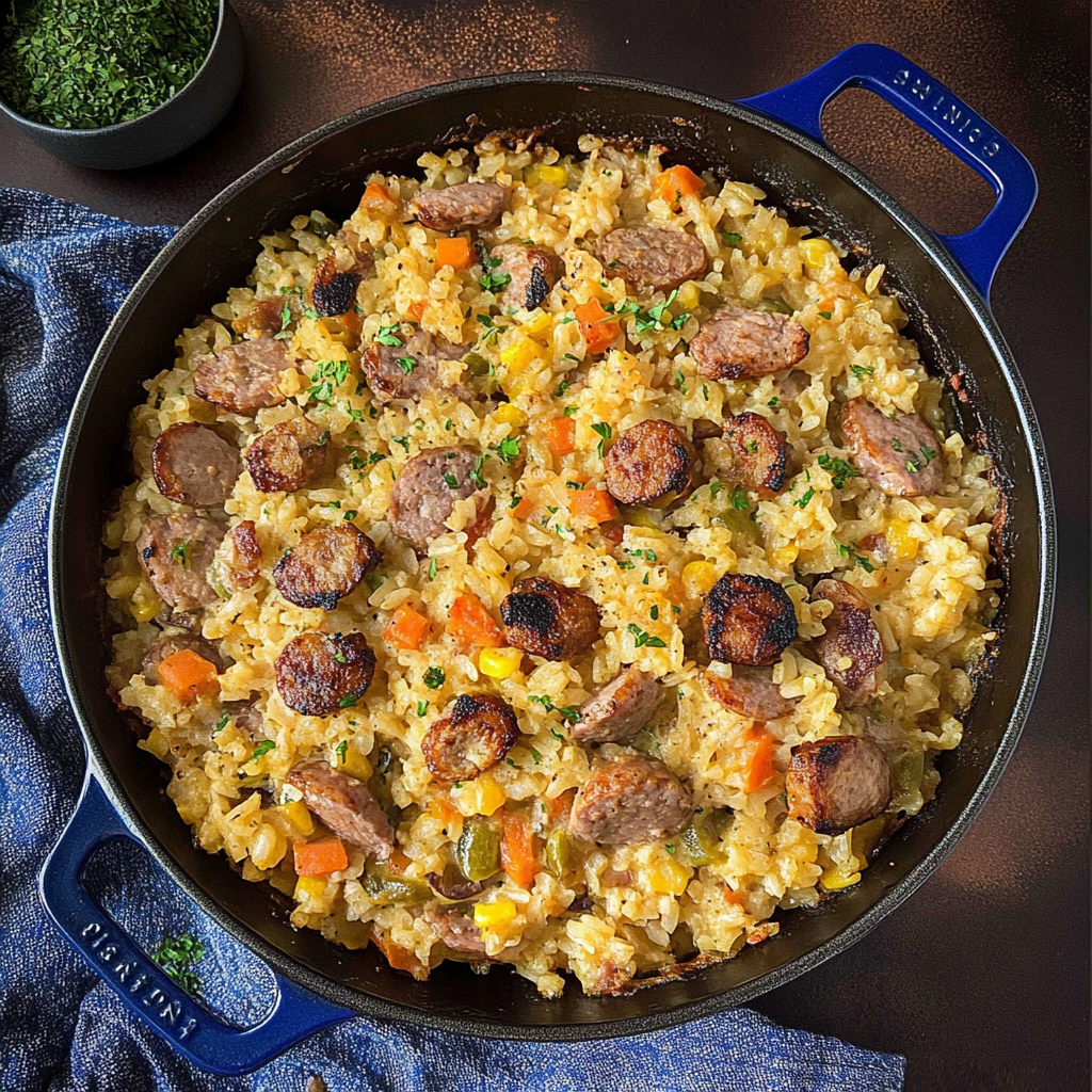 Recipe preparation for Sausage and Rice Casserole