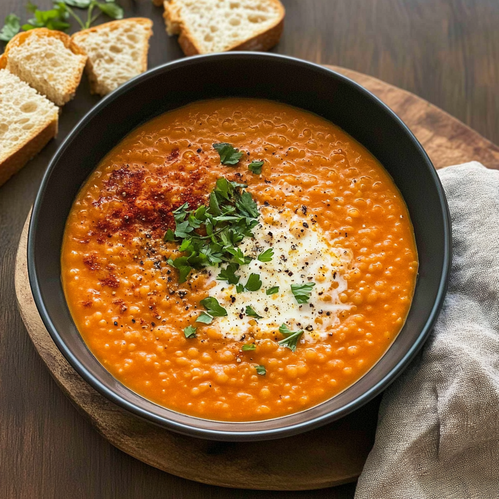 Recipe preparation for Moroccan Carrot Red Lentil Soup