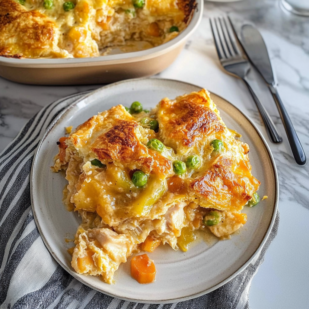 Recipe preparation for Chicken Pot Pie Bubble Up Casserole