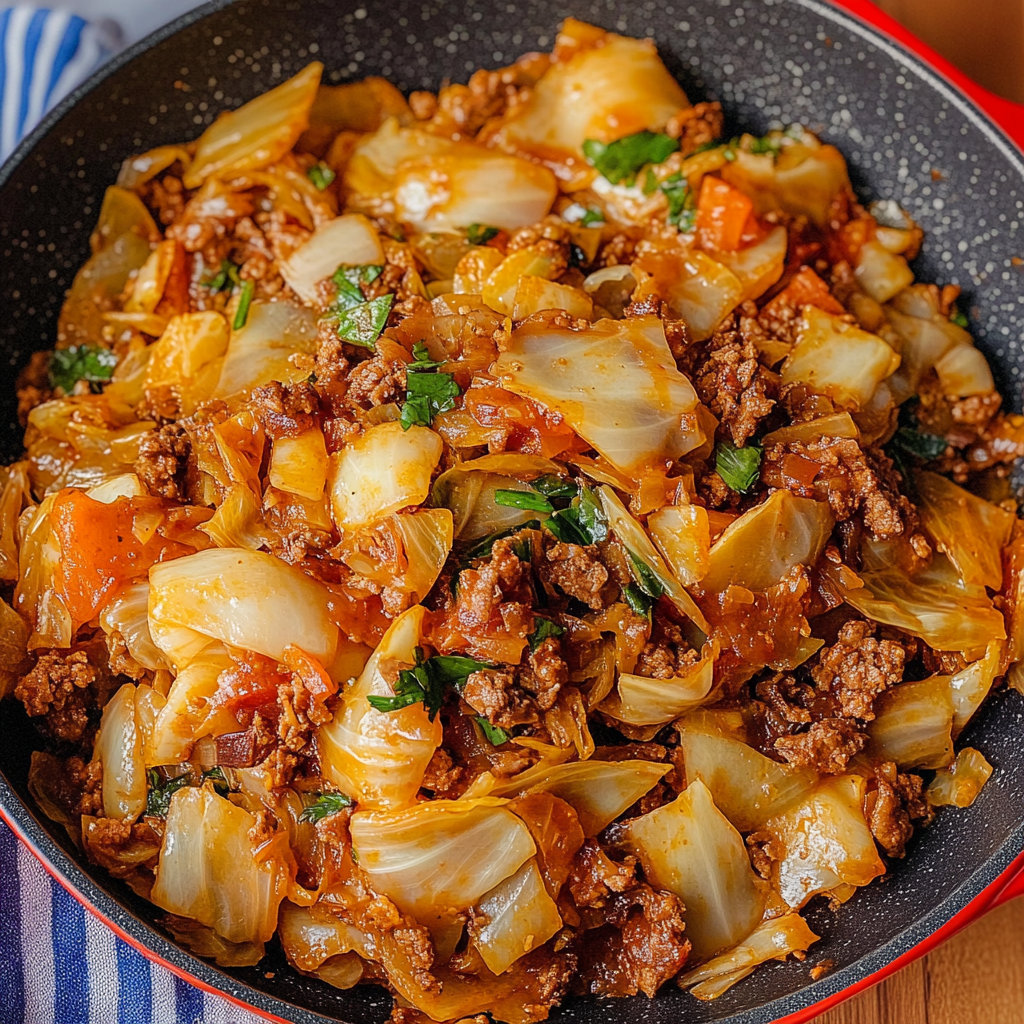 Recipe preparation for Cabbage Ground Beef Stir-Fry