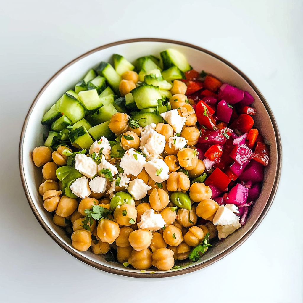 Recipe preparation for HEalthy Mediterranean Chickpea Salad