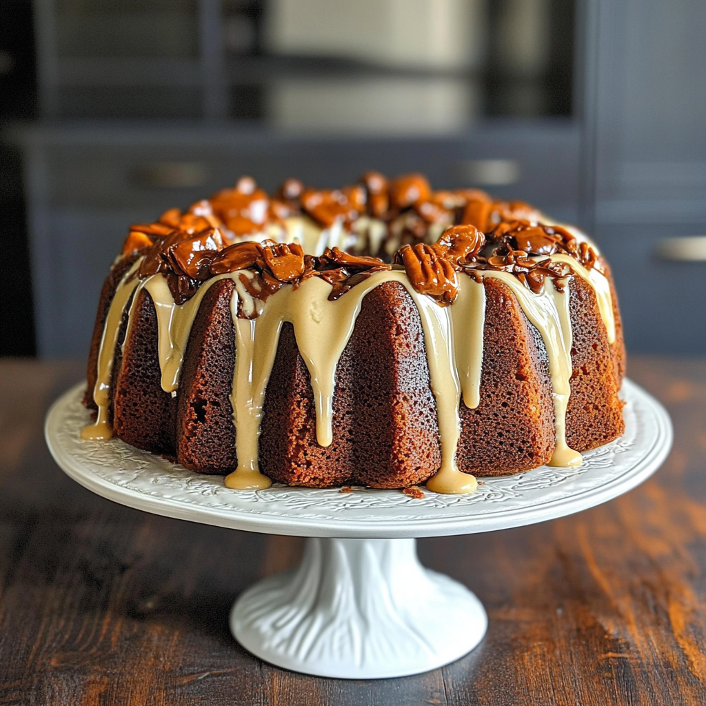 Recipe preparation for Browns Butterfinger Bundt Cake