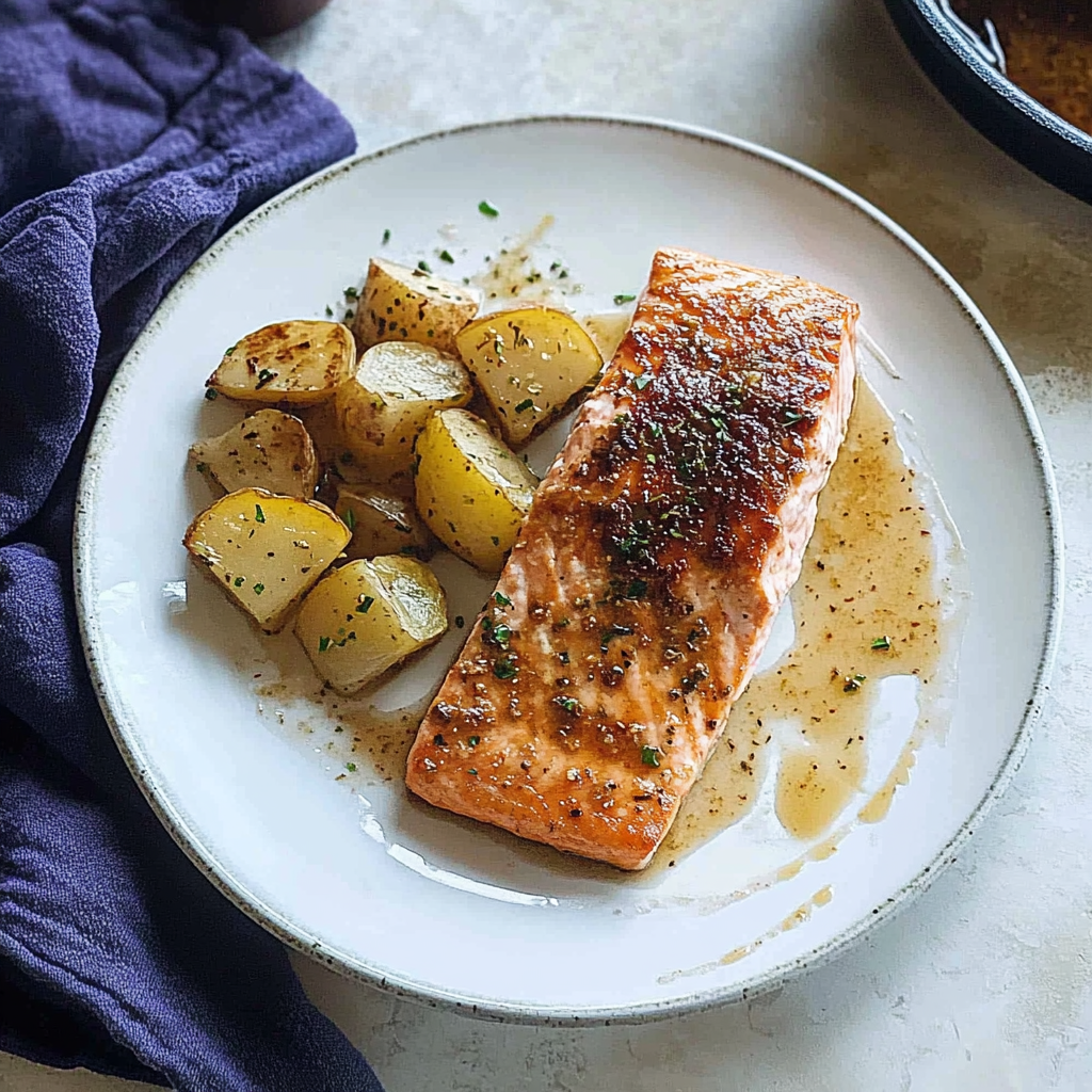 Recipe preparation for Sheet Pan Maple Mustard Salmon
