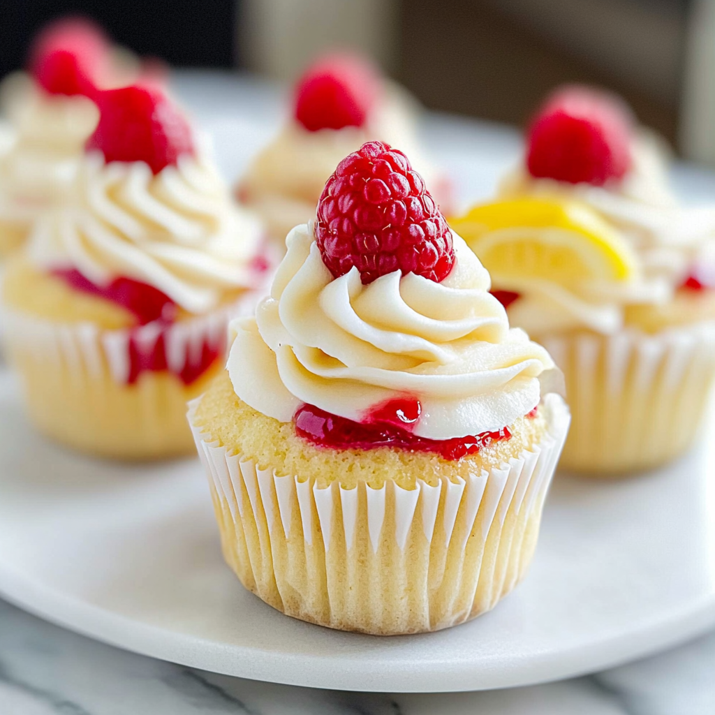Recipe preparation for Lemon Raspberry Cupcakes