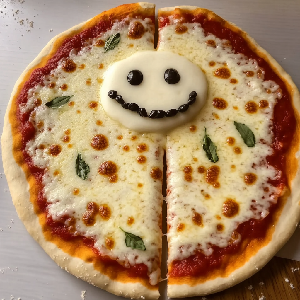 Recipe preparation for Snowman Face Pizza
