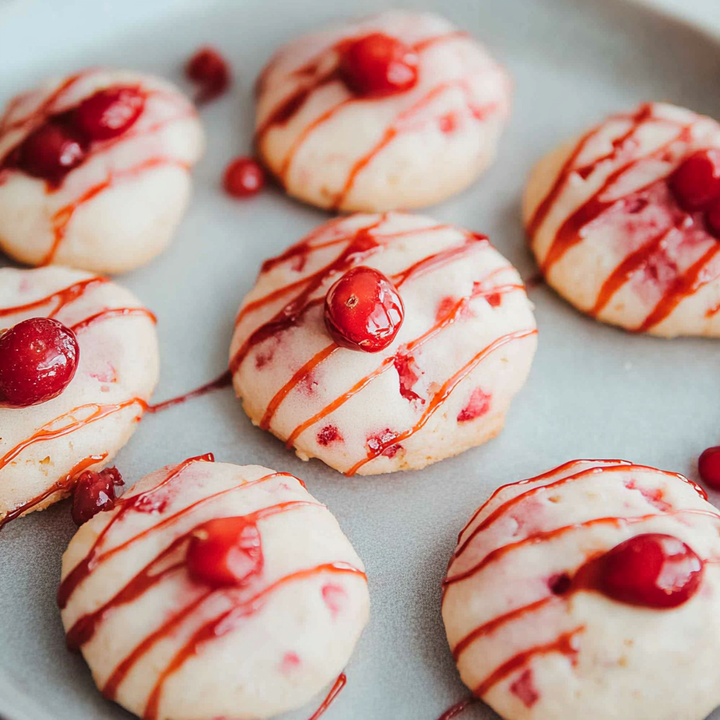 Recipe preparation for Soft cream cheese cherry almond cookies
