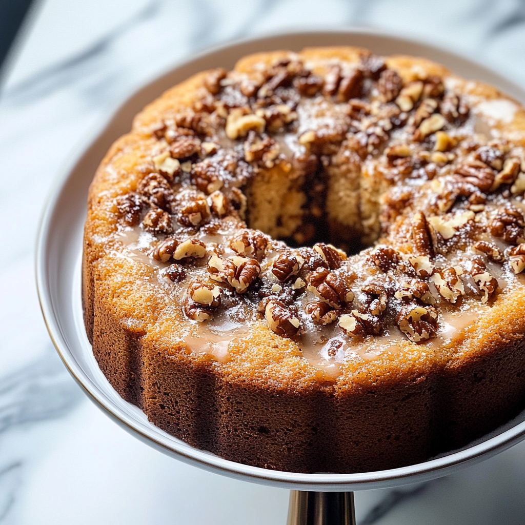 Recipe preparation for coconut-pecan coffee cake