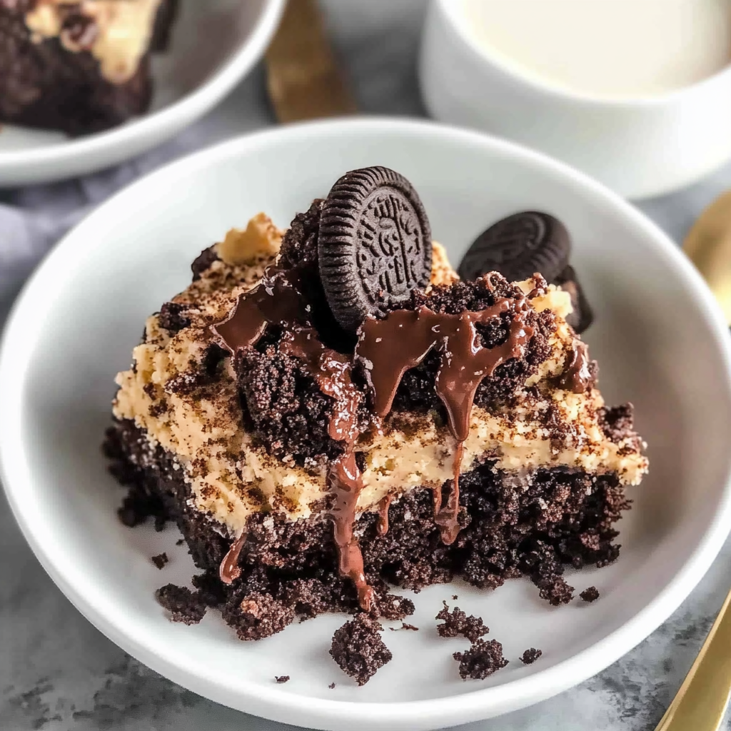 Recipe preparation for Oreo Dump Cake Recipe