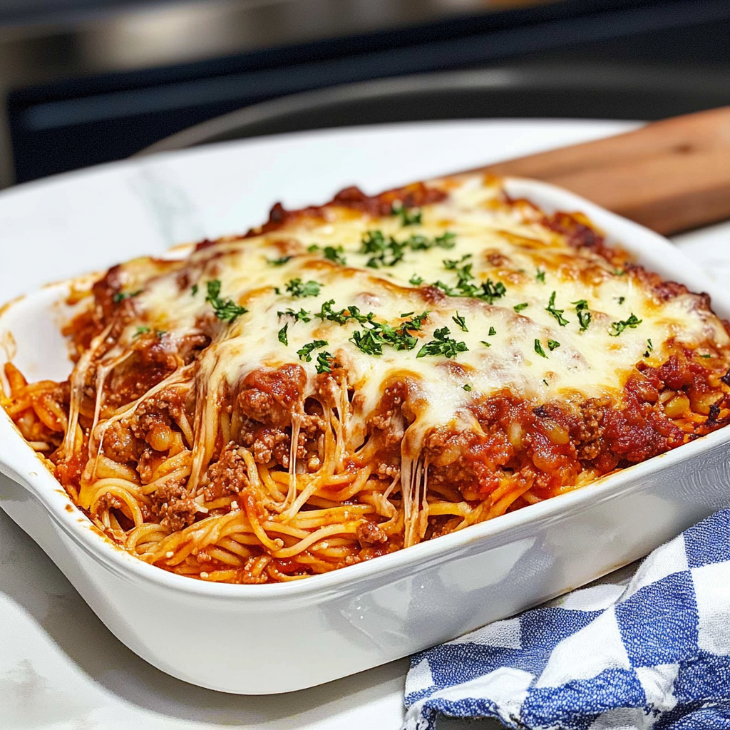 Recipe preparation for High Protein Spaghetti Casserole