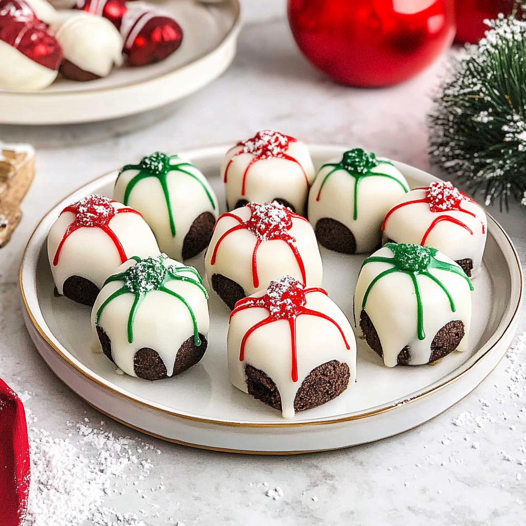 Recipe preparation for Christmas Present Oreo Truffles