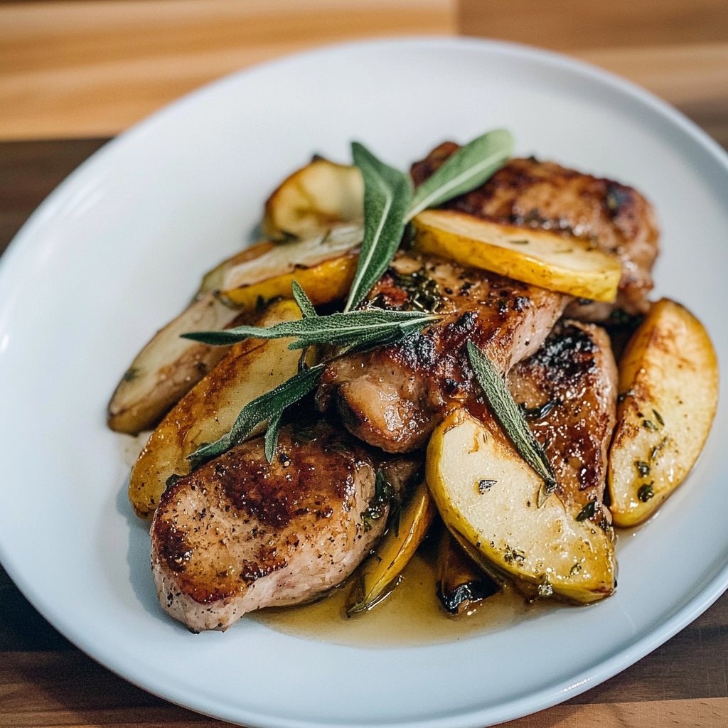 Recipe preparation for Skillet Pork Chops with Caramelized Pears