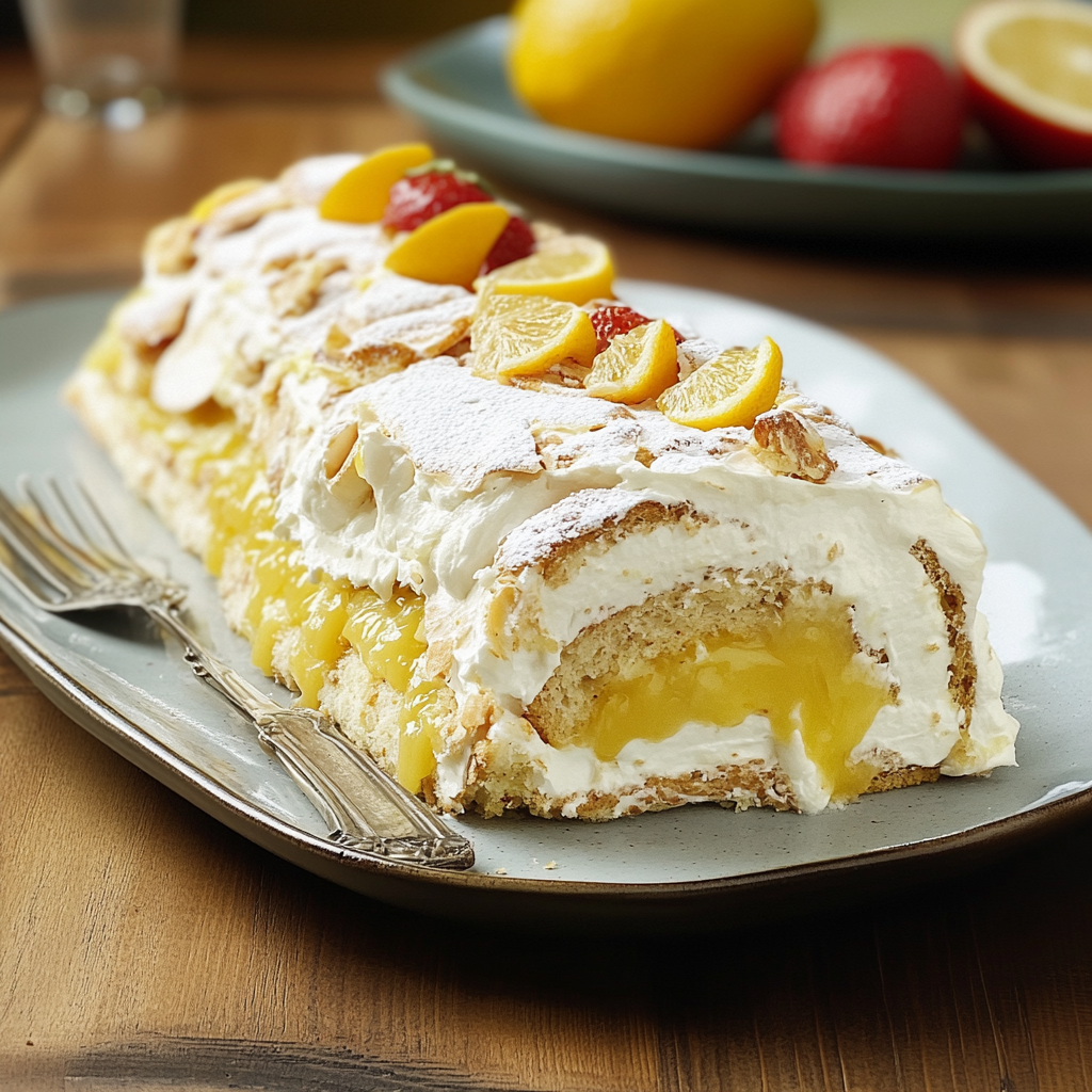 Recipe preparation for Lemon Meringue Roulade