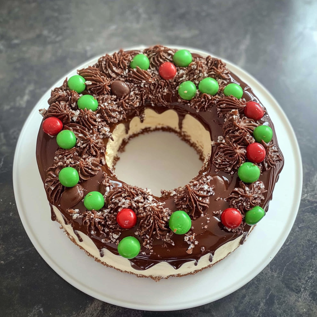 Recipe preparation for Christmas Chocolate Ripple Cake Wreath