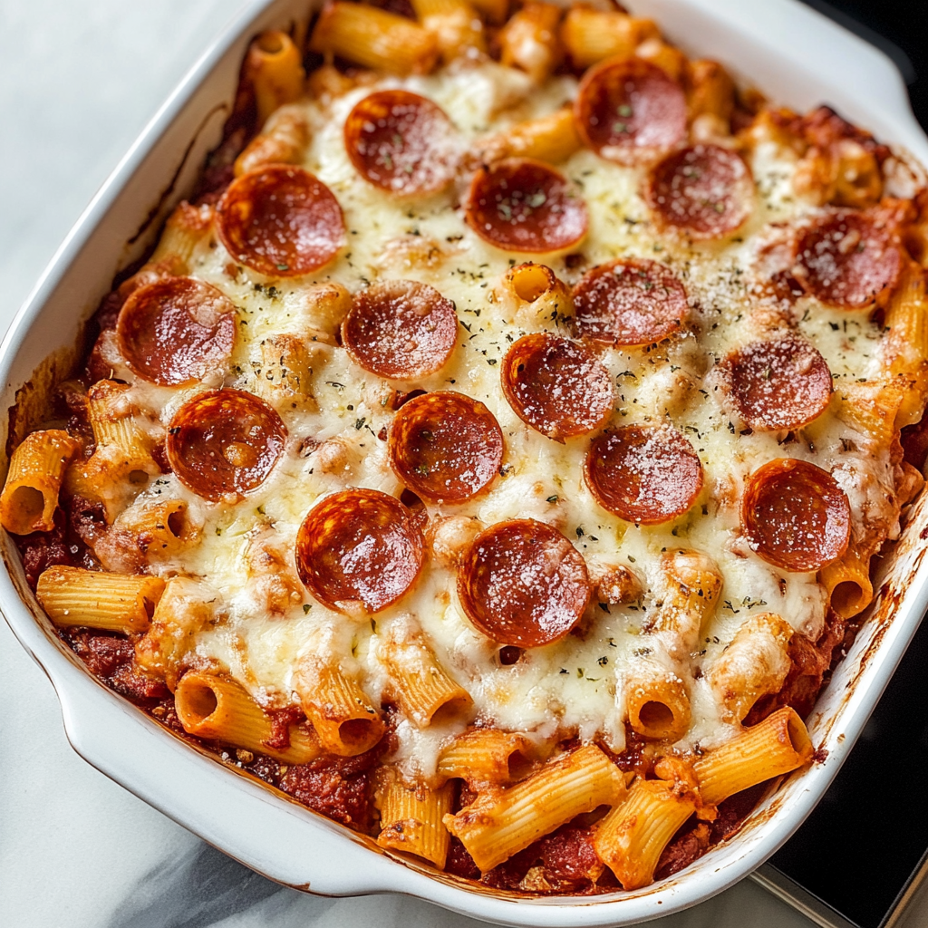 Recipe preparation for Pizza Pasta Casserole